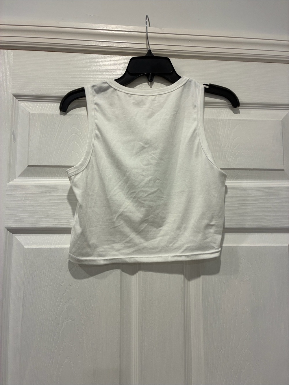 Women's White Graphic Crop Tank Top - Modern Photo Print - Picture 2 of 3